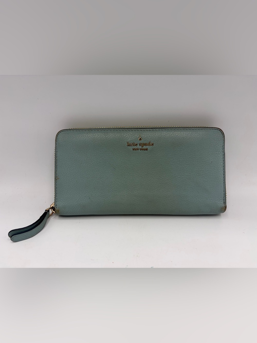 Kate spade Mint Green Zip Wallet with Gold Logo